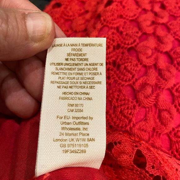 Free People red lined lace crochet bodycon dress size XS - Picture 10 of 11